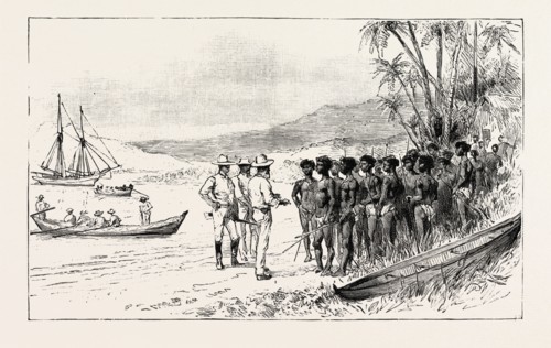 THE KANAKA LABOUR QUESTION IN QUEENSLAND: RECRUITING: TRADERS PERSUADING THE ISLANDERS TO EMBARK