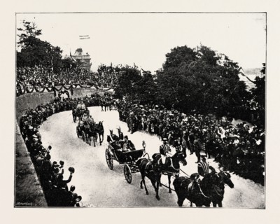 THE FESTIVITIES IN HUNGARY: HIS MAJESTY AND COUNT SZAPARY THE PRIME MINISTER, IN THE STATE COACH,
