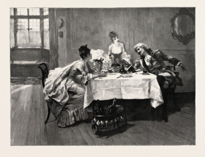 INTERESTED FROM THE PAINTING BY A. LUDOVICI, 1892 engraving