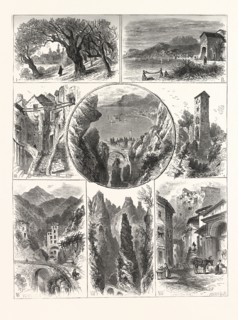 VIEWS MENTONE AND SURROUNDING DISTRICT, engraving 1880