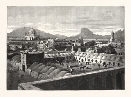 CANDAHAR INTERIOR THE CITADEL, KANDAHAR, QANDAHAR, AFGHANISTAN, ENGRAVING 1880
