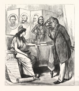 CHANGE IS NECESSARY DEMOCRATIC CRY, US, USA, ENGRAVING 1880, POLITICS, POLITICAL, POLITIC,