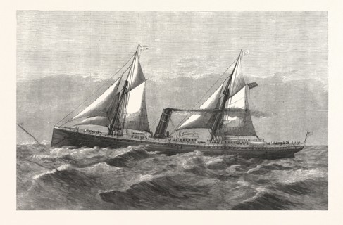 NEW STEAM-SHIP "NEWPORT," WARD'S HAVANA LINE. FROM PICTURE BY ANTONIO JACOBSON, engraving 1880, us,