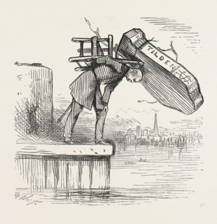 GENERAL HANCOCK MUST DO THIS TO PLEASE BOSS KELLY.  Engraving 1880, US, USA, America