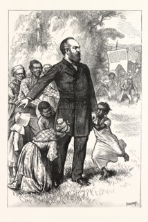 THE FRIEND OF THE FREEDMEN, general Garfield, engraving 1880, US, USA, America, James Abram