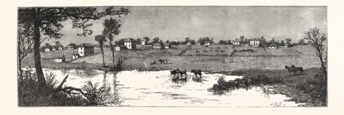 MELBOURNE, SKETCH MADE 1838, AUSTRALIA, ENGRAVING 1880