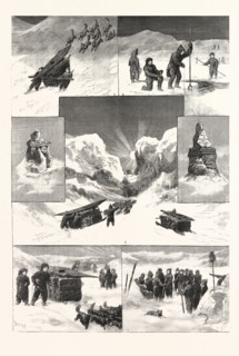 THE SEARCH FOR SIR JOHN FRANKLIN, 2. Salmon-Fishing the Ice. 3. Cenotaph erected Captain Hall. 4.
