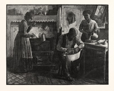 PREPARING THANKSGIVING DINNER.-DRAWN S. G. MCCUTCHEON , US, USA, AMERICA, UNITED STATES, AMERICAN,
