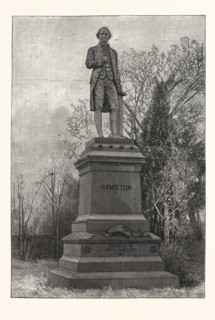 STATUE ALEXANDER HAMILTON, CENTRAL PARK, US, USA, AMERICA, UNITED STATES, AMERICAN, ENGRAVING 1880