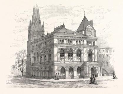 BUILDING THE LONG ISLAND HISTORICAL SOCIETY. FROM SKETCH BY C. KEETELS, US, USA, AMERICA, UNITED