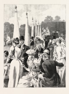 HURLINGHAM IN THE SEASON: WATCHING THE PONY RACING, 1890 engraving