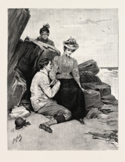 AN APPROACHING STORM, DRAWN BY BERNARD HALL, 1890 engraving