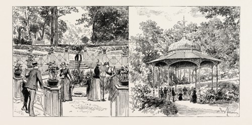 Bad Homburg vor der Hohe, GERMANY: THE STAHL SPRING (LEFT), AND THE LOUISE SPRING (RIGHT), 1890