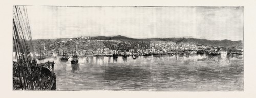 THE NAVAL MANOEUVRES, WITH THE HOSTILE FLEET: THE FIRE AT SALONICA, THESSALONIKI, VIEW OF THE TOWN