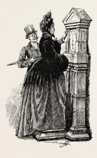AT THE RAILWAY STATION: HIS BETTER HALF, 1890 engraving