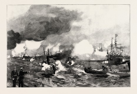THE GERMAN MANOEUVRES IN SCHLESWIG-HOLSTEIN: TORPEDO BOATS ATTACKING A SQUADRON OF IRONCLADS OFF
