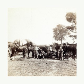 American Civil War: Army Blacksmith and Forge, Antietam, Sept., 1862, Union army blacksmith at work