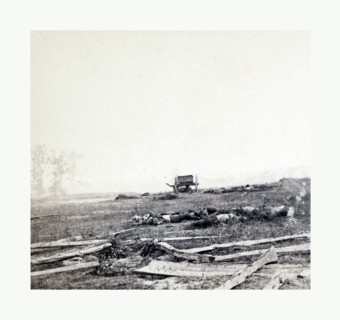 American Civil War: Where Sumner's Corps charged at Antietam, dead soldiers, horses, and broken gun