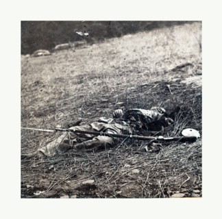 American Civil War: War effect of a shell on a Confederate soldier at battle of Gettysburg, emains