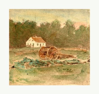 American Civil War: Dunkers (i.e. Dunker) Church, battle field of Antietam. After battle, how dead