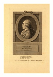 Head-and-shoulders profile portrait of French balloonist J.A.C. Charles, who made the first flight