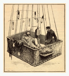 View of journalist Joseph Crocé-Spinelli, naval officer Henri Sivel, and Gaston Tissandier in the