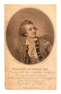Vincent Lunardi Esqr., secretary to the late Neapolitan ambassador, first aerial traveller in