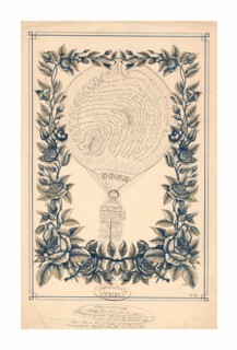 Tribute to French ballonist Henri Giffard in the form of a handwritten French text shaped as a