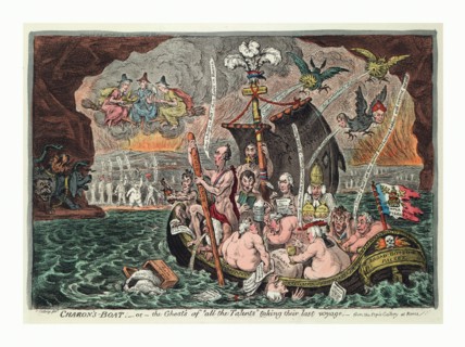 Charon's Boat  or  the Ghosts of all the Talents taking their last voyage, from the Pope's Gallery