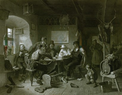 Card game by Karl von Enhuber, 1811-1867, German painter, Germany, everyday life, interior,