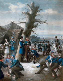 Camp of the Prussian army, 1813, 1814, 1815, 19th century, cooking, open fire, dish, smoking pipe,