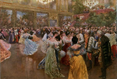 The emperor Franz Josef at the ball in the Redoutensaale of the Hofburg in Vienna  by Wilhelm