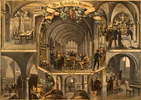 Ratskeller restaurant in Bremen Germany by Wilhelm Wiegmann, 1851-1920, berlin, Germany. 19th