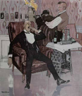 The nightcap by Ferdinand Gotz, 1874-1936, German, alcoholic beverage before going to bed. glass,