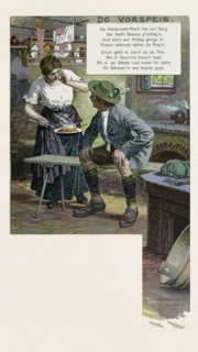 In the kitchen Josef Mukarovsky, 1851-1921, German. Dish, food and drink, man, woman, traditional