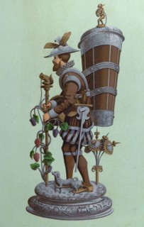 Table centrepiece, surtout de table, depicting a man wearing a sword, holding a staff surmounted by