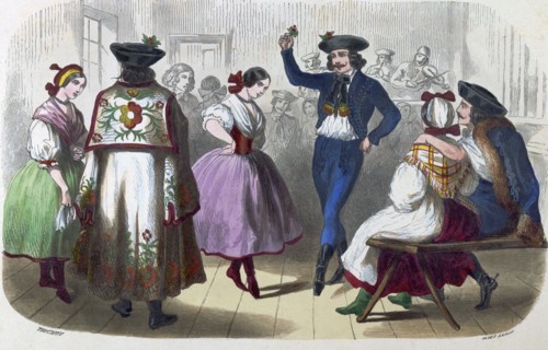 Hungarian dancers by Auguste Trichon, 1814-?, French. dancer, dance, woman, girl, pose,