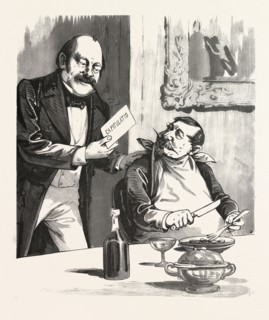 Having dinner after the capitulation, Paris, France, 19th century, franco prussian war, 1871, wine