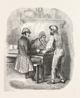Interior with men, woman, pistols, the count of monte christo alexandre Dumas, 1844, historical