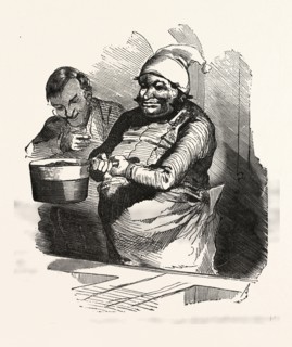 The cook and his pan, by Bertall, 1820-1882, Paris, Soyons, France, Europe, 19th century. According