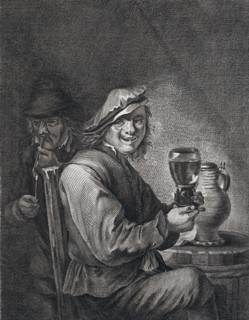 drinking and smoking, man, glas, jug, pipe, pipe, barrel, 17th century, dutch, belgium, interior,