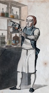 Brandy, brandywine distilling. Historic engraving from Denmark. distilling wine, alcohol, caramel