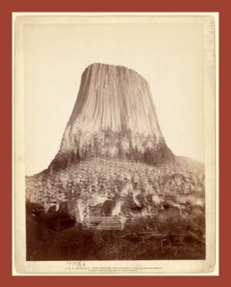Devil's Tower. From W[est] side showing millions of tons of fallen rock. Tower 800 feet high from