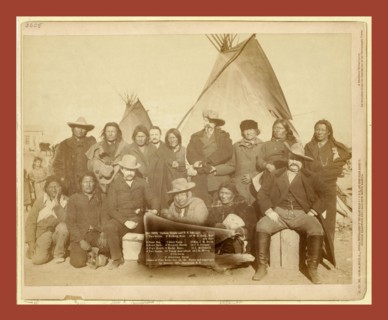 Indian chiefs and U.S. officials.  Two Strike.  Crow Dog.  Short Bull.  High Hawk.  Two Lance.