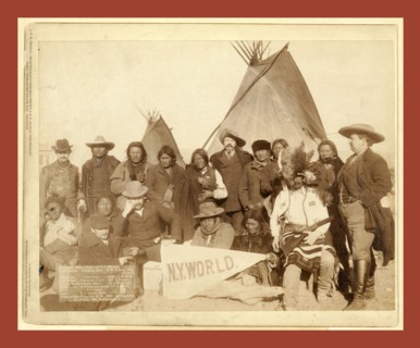 Indian chiefs and U.S. officials.  Two Strike.  Crow Dog.  Short Bull.  High Hawk.  Two Lance.