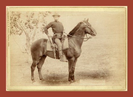 The Cavalier. The young soldier and his horse on duty [a]t camp Cheyenne, John C. H. Grabill was an