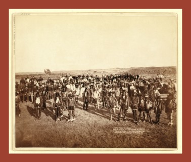 At the Dance. Part of the 8th U.S. Cavalry and 3rd Infantry at the great Indian Grass Dance on