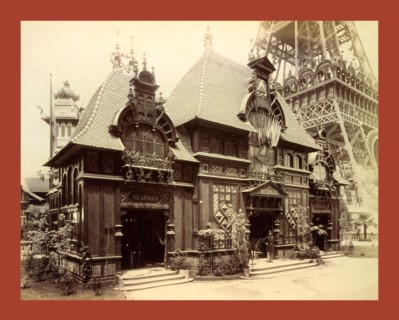 Pavilion of Nicaragua and base of the Eiffel Tower, Paris Exposition, 1889