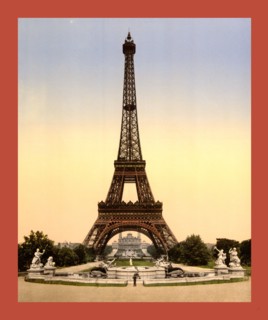 Eiffel Tower, full-view looking toward the Trocadero, Exposition Universal, 1900, Paris, France,