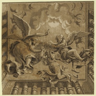 Ceiling with three angels, between ca. 1515 and 1535, Carpi, Ugo da, 1480-approximately 1532